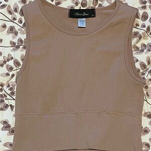 Anna Grace Tan Ribbed Tank Top